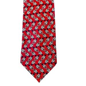 Vintage Florence & K Silk Necktie Red Nautical Pulley Theme Novelty Tie